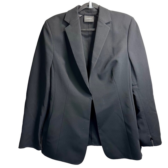 AKRIS ODETTE Double Face Wool Blazer with a Leather-Lined Collar - Picture 10 of 15